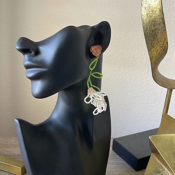 Bohemian flower drop earrings N236 - Picture 5 of 5